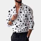 Polka Dot Shirt - Men's Long Sleeve Button Up-Men Summer Shirt-Chaps London-White-M-Chaps London
