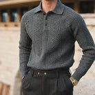Polo Jumper - Men's Collared Knitted Jumper-Sweater-Chaps London-Gray-S-Chaps London
