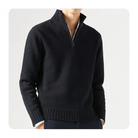 Polo Jumper - Men's Knitted Quarter Zip Sweater Pullover-Chaps London-Black-S-Chaps London