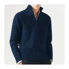 Polo Jumper - Men's Knitted Quarter Zip Sweater Pullover-Chaps London-Blue-S-Chaps London
