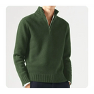 Polo Jumper - Men's Knitted Quarter Zip Sweater Pullover-Chaps London-Green-S-Chaps London
