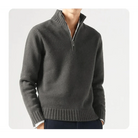 Polo Jumper - Men's Knitted Quarter Zip Sweater Pullover-Chaps London-Grey-S-Chaps London