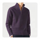 Polo Jumper - Men's Knitted Quarter Zip Sweater Pullover-Chaps London-Lila-S-Chaps London