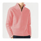 Polo Jumper - Men's Knitted Quarter Zip Sweater Pullover-Chaps London-Pink-S-Chaps London