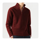Polo Jumper - Men's Knitted Quarter Zip Sweater Pullover-Chaps London-Red-S-Chaps London