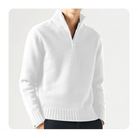 Polo Jumper - Men's Knitted Quarter Zip Sweater Pullover-Chaps London-White-S-Chaps London