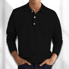 Polo Jumper - Men's Long Sleeve Collared Polo Shirt Sweater-Sweaters-Chaps London-Black-S-Chaps London