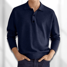 Polo Jumper - Men's Long Sleeve Collared Polo Shirt Sweater-Sweaters-Chaps London-Blue-S-Chaps London