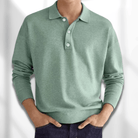 Polo Jumper - Men's Long Sleeve Collared Polo Shirt Sweater-Sweaters-Chaps London-Light Green-S-Chaps London