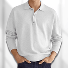 Polo Jumper - Men's Long Sleeve Collared Polo Shirt Sweater-Sweaters-Chaps London-White-S-Chaps London