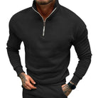 Polo Jumper - Men's Quarter Zip Long Sleeve-Sweaters-Chaps London-Black-S-Chaps London