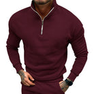 Polo Jumper - Men's Quarter Zip Long Sleeve-Sweaters-Chaps London-Burgundy-S-Chaps London