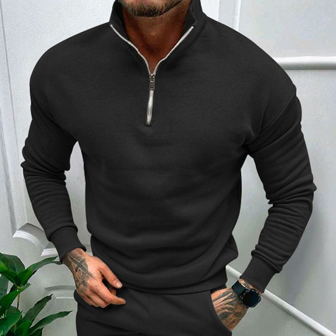 Polo Jumper - Men's Quarter Zip Long Sleeve-Sweaters-Chaps London-Chaps London