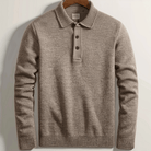Polo Shirt | Collared | Long Sleeve | Polo Jumper | Men's Sweater-Men Sweaters-Chaps London-Brown-XS-Chaps London