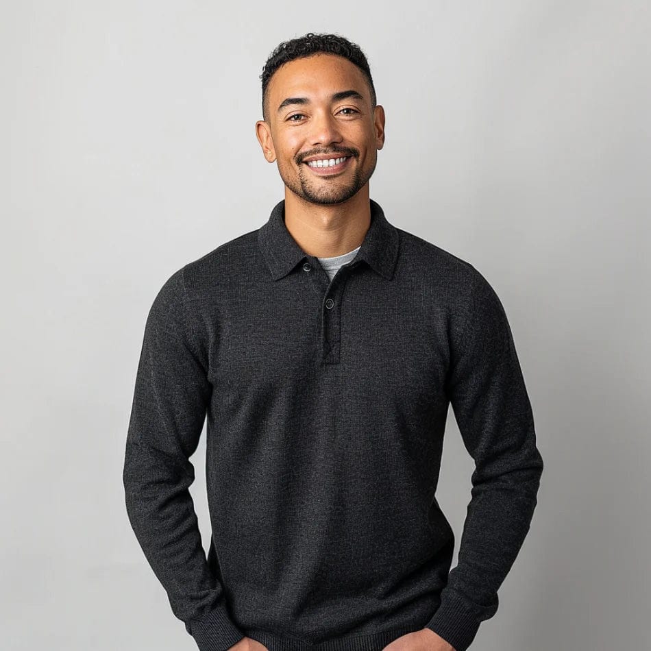 Polo Shirt | Collared | Long Sleeve | Polo Jumper | Men's Sweater-Men Sweaters-Chaps London-Chaps London