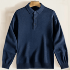 Polo Shirt | Collared | Long Sleeve | Polo Jumper | Men's Sweater-Men Sweaters-Chaps London-Navy Blue-XS-Chaps London