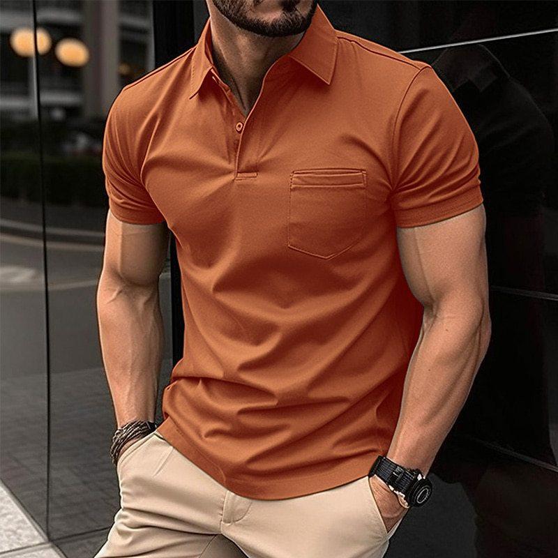 Polo Shirt | Collared | Short Sleeve | Polo T-Shirt | Men's Clothing-T-shirts-Chaps London-Orange-XS-Chaps London