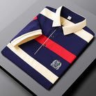 Polo Shirt - Men's Collared Button-Up Striped Polo Shirt-Chaps London-Red-M-Chaps London
