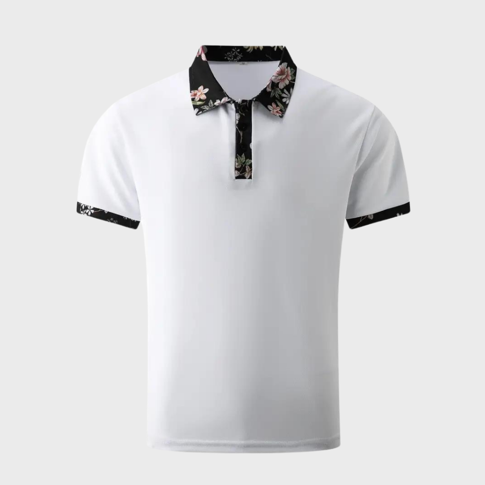 Polo Shirt - Men's Floral Print Short Sleeve-Men Summer Shirt-Chaps London-Chaps London