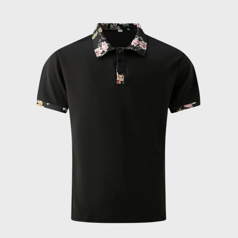 Polo Shirt - Men's Floral Print Short Sleeve-Men Summer Shirt-Chaps London-Chaps London