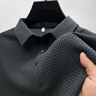 Polo Shirt - Men's Lightweight Button-Up Polo Shirt-Men's Shirt-Chaps London-Gray-M-Chaps London