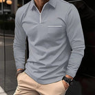 Polo Shirt - Men's Long Sleeve Quarter Zip-Polos-Chaps London-Gray-S-Chaps London