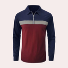 Polo Shirt - Men's Quarter Zip Collared Long Sleeve-Polos-Chaps London-Chaps London