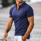 Polo Shirt - Men's Quarter Zip Collared-Polos-Chaps London-Blue-S-Chaps London