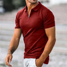 Polo Shirt - Men's Quarter Zip Collared-Polos-Chaps London-Red-S-Chaps London