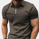 Polo Shirt - Men's Quarter Zip Short Sleeve Collared-Polos-Chaps London-Coffee-S-Chaps London