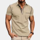 Polo Shirt - Men's Short Sleeve Breast Pocket-Polos-Chaps London-Khaki-S-Chaps London