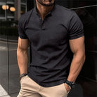 Polo Shirt - Men's Short Sleeve Button Neck-Polo man-Chaps London-Black-S-Chaps London
