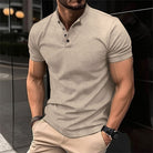 Polo Shirt - Men's Short Sleeve Button Neck-Polo man-Chaps London-Khaki-S-Chaps London
