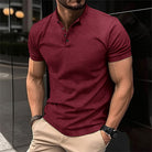 Polo Shirt - Men's Short Sleeve Button Neck-Polo man-Chaps London-Wine Red-S-Chaps London
