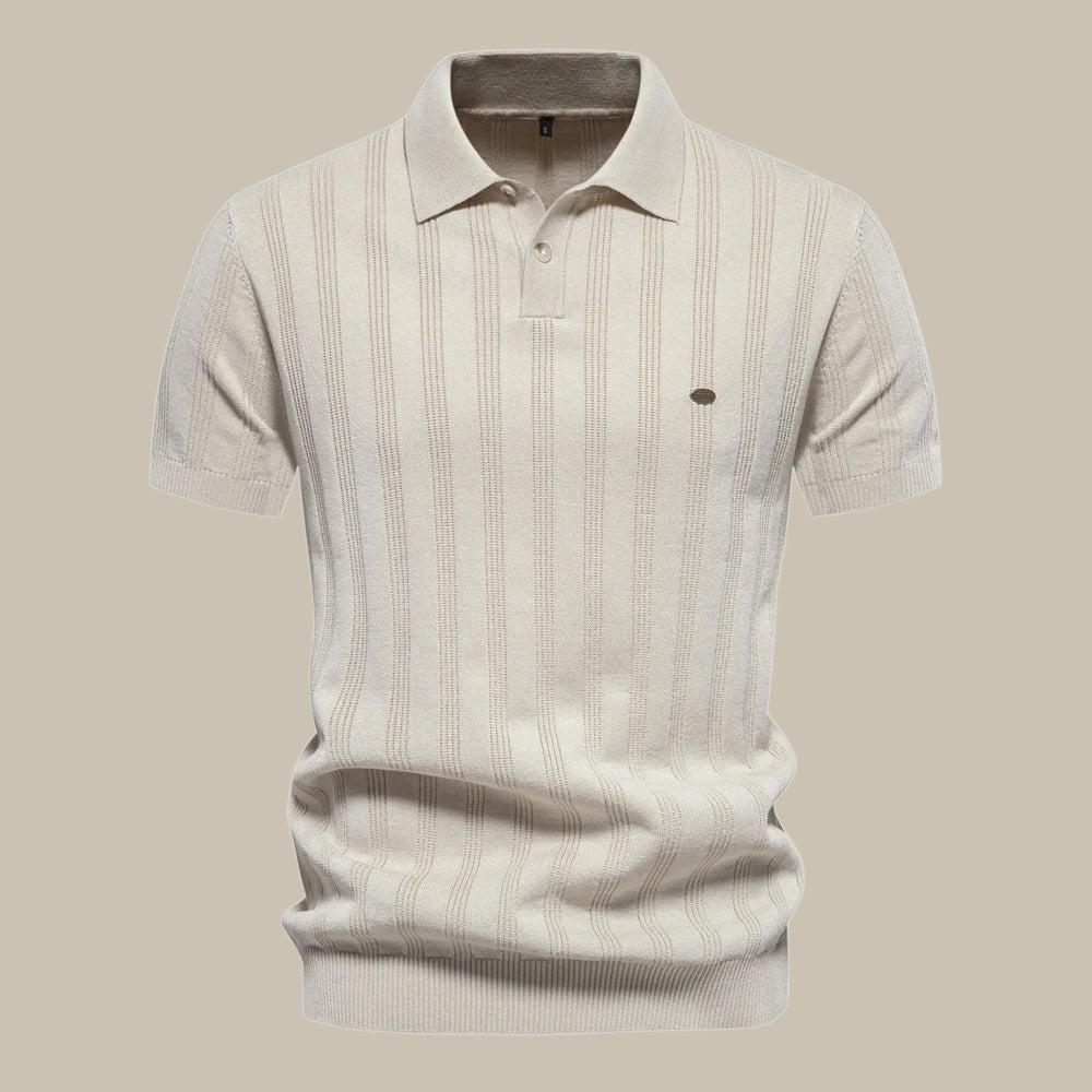 Polo Shirt - Men's Short Sleeve Knitted Collared Polo T-Shirt-Polo man-Chaps London-Beige-S-Chaps London