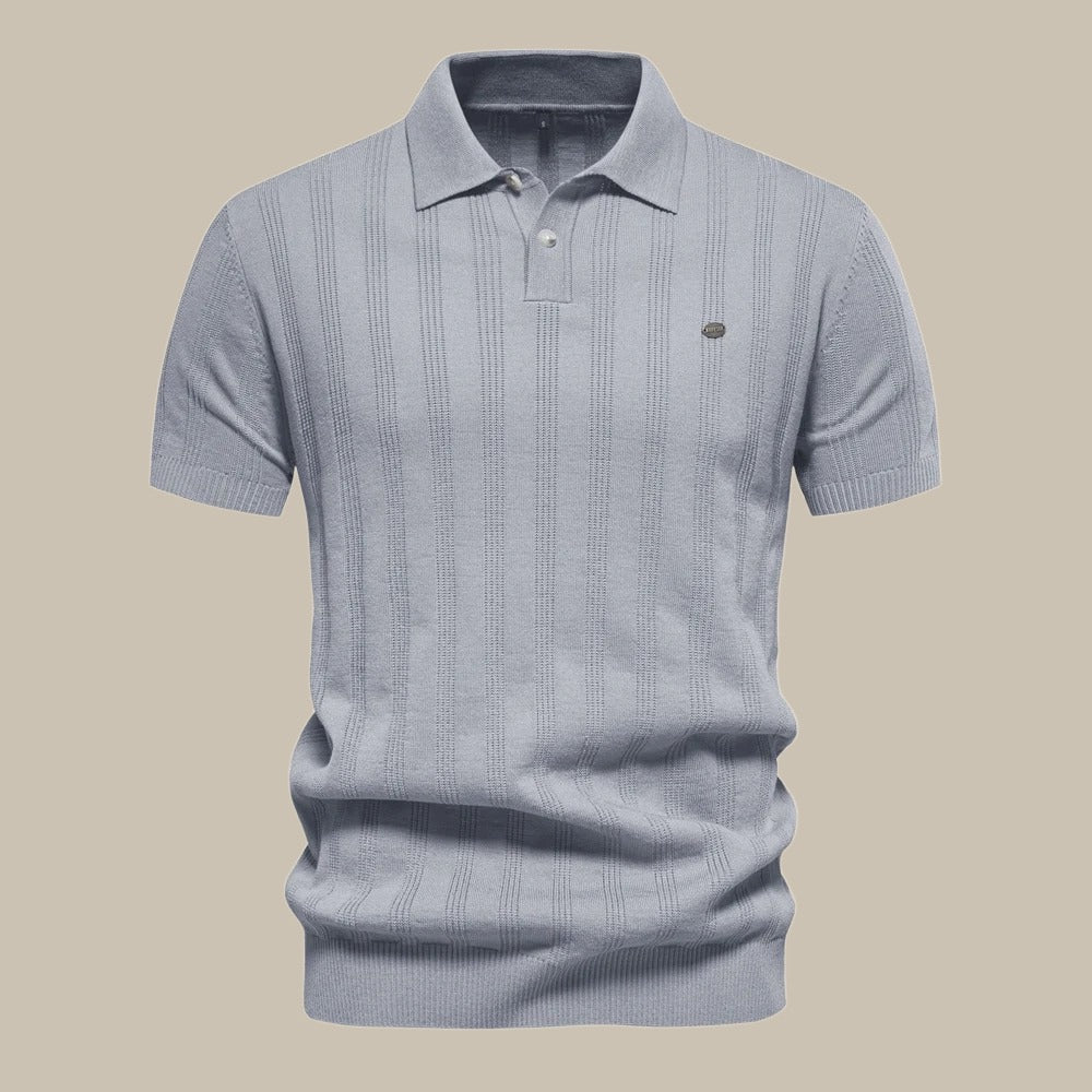 Polo Shirt - Men's Short Sleeve Knitted Collared Polo T-Shirt-Polo man-Chaps London-Gray-S-Chaps London