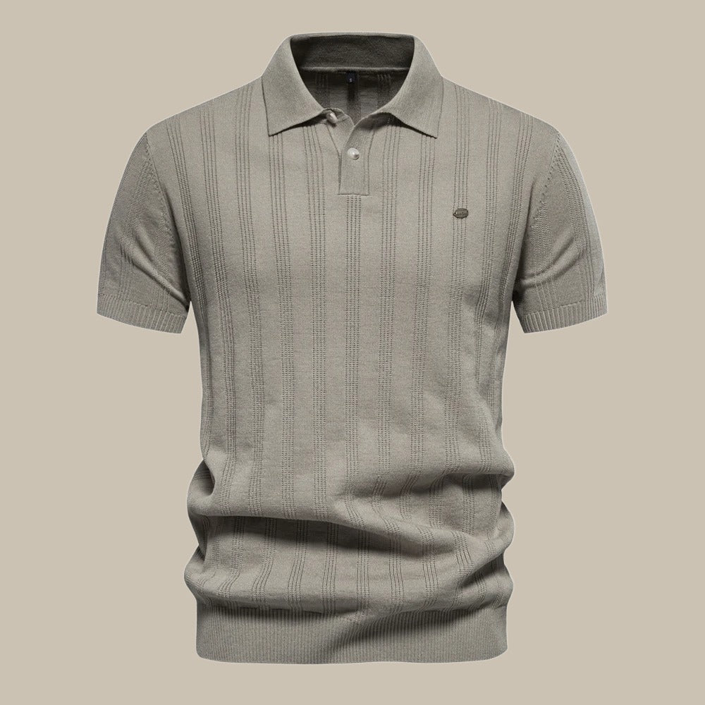 Polo Shirt - Men's Short Sleeve Knitted Collared Polo T-Shirt-Polo man-Chaps London-Khaki-S-Chaps London