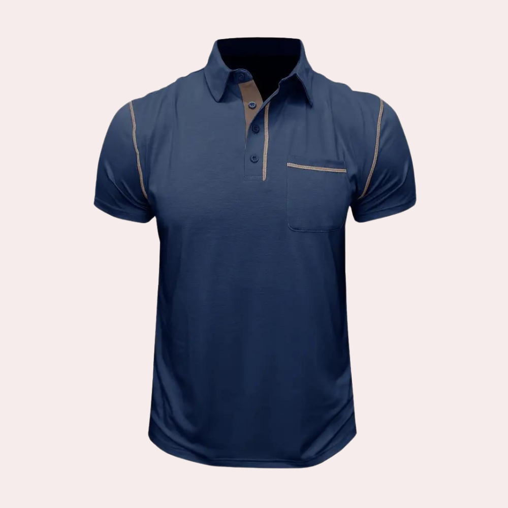 Polo Shirt - Men's Short Sleeve Lapel Breast Pocket-Polos-Chaps London-Chaps London