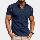 Polo Shirt - Men's Short Sleeve Lapel Breast Pocket-Polos-Chaps London-Navy Blue-S-Chaps London