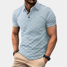 Polo Shirt - Men's Short Sleeve Quarter Button-Polos-Chaps London-Light Blue-S-Chaps London