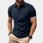 Polo Shirt - Men's Short Sleeve Quarter Button-Polos-Chaps London-Navy Blue-S-Chaps London