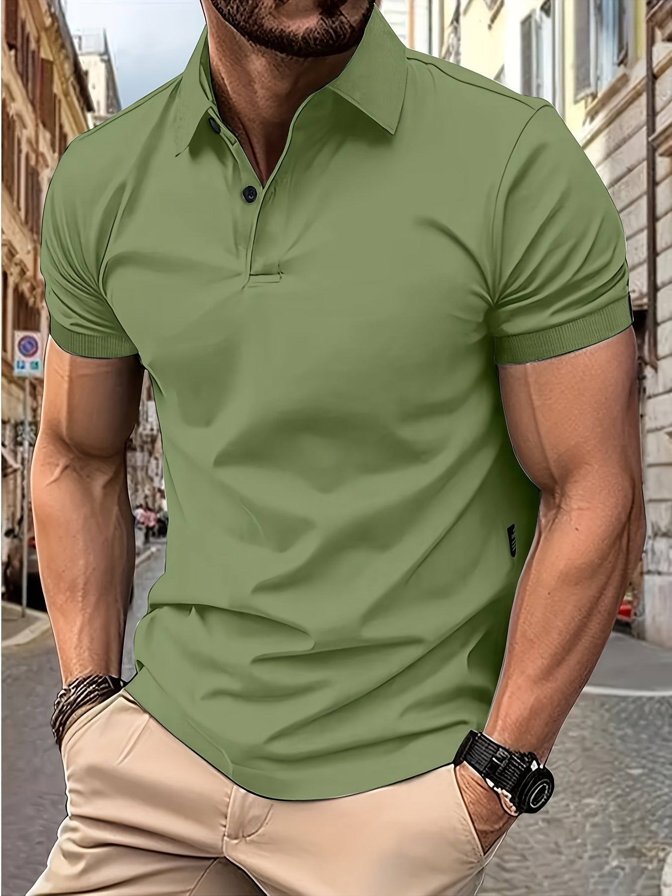 Polo Shirt - Men's Stylish Collared Short Sleeve Polo T-Shirt-Chaps London-Green-S-Chaps London