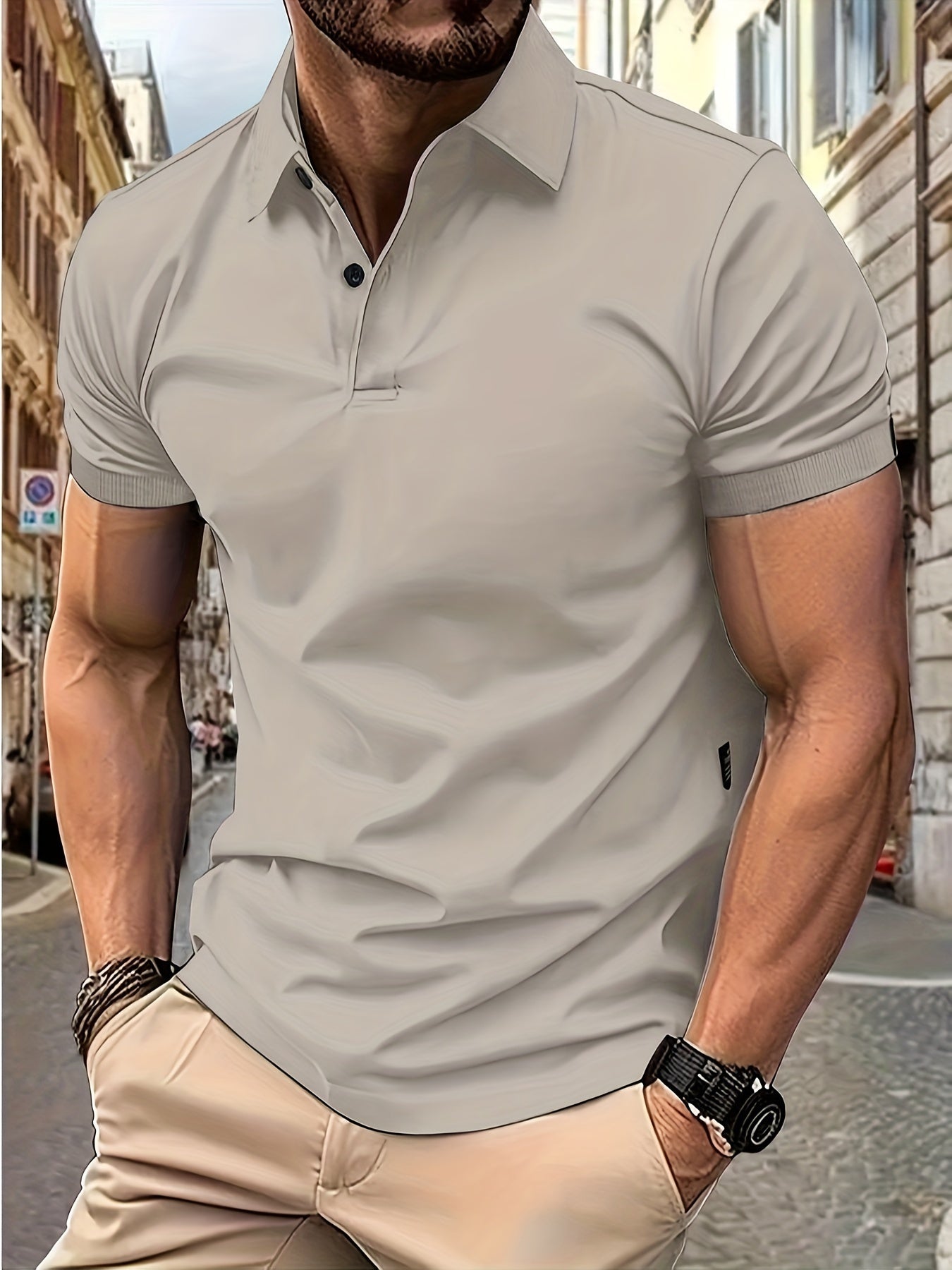 Polo Shirt - Men's Stylish Collared Short Sleeve Polo T-Shirt-Chaps London-Light Gray-S-Chaps London