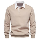 Polo Shirt - Pullover - Long Sleeve - Polo Sweater - Men's Clothing-Men Shirts-Chaps London-Beige-S-Chaps London