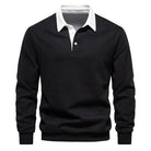 Polo Shirt - Pullover - Long Sleeve - Polo Sweater - Men's Clothing-Men Shirts-Chaps London-Black-S-Chaps London