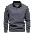 Polo Shirt - Pullover - Long Sleeve - Polo Sweater - Men's Clothing-Men Shirts-Chaps London-Gray-S-Chaps London