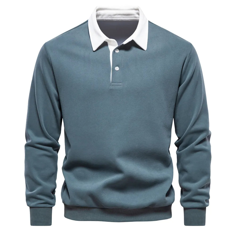 Polo Shirt - Pullover - Long Sleeve - Polo Sweater - Men's Clothing-Men Shirts-Chaps London-Light Green-S-Chaps London