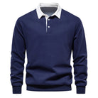Polo Shirt - Pullover - Long Sleeve - Polo Sweater - Men's Clothing-Men Shirts-Chaps London-Navy Blue-S-Chaps London