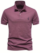 Polo Shirt - Short Sleeve Collared Men's Polo-Polos-Chaps London-Burgundy Red-S-Chaps London