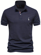 Polo Shirt - Short Sleeve Collared Men's Polo-Polos-Chaps London-Dark Blue-S-Chaps London